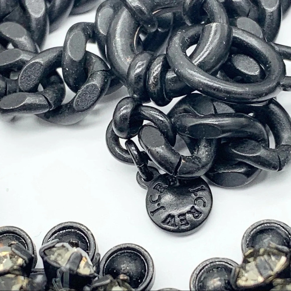 J. Crew Gray Crystal Clusters Matte Black Chain Necklace - Picture 4 of 4